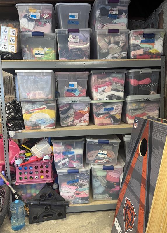 Rivet shelving installed in Amanda's garage