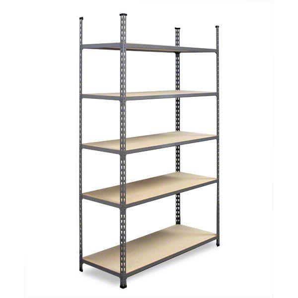 METAL POINT®2 Steel Shelving Unit with particle board shelves color gray
