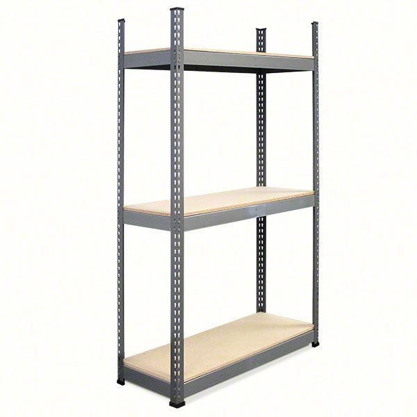 METAL POINT®PLUS Steel Shelving Unit with particle board Shelves color gray